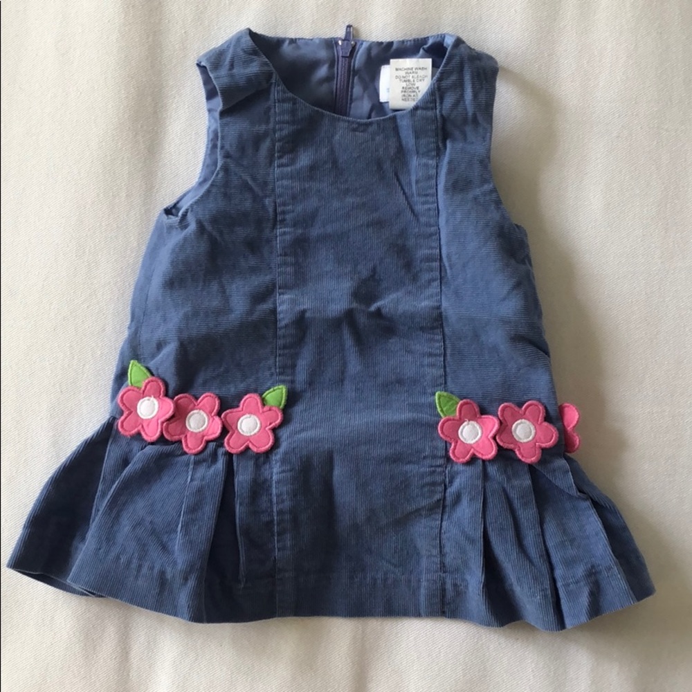 Florence Eiseman Corduroy Blue Pink Flowers